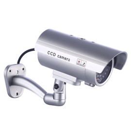 BW CCTV Dummy Camera 4 x Fake Dummy Camera Home Security CCTV Surveillance Dummy Camera for Outdoor Use with Flashing LED Light Bullet Shape - Silver