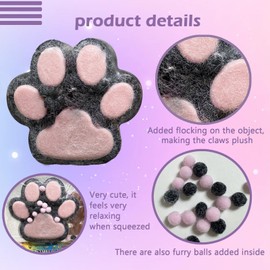 Taba Giant Paw Squishy for Kids Adults, Big Furry Cat Paw Squishy Toys for Stress Relief, Super Soft Squeeze Fidget Toys (Black&Pink)