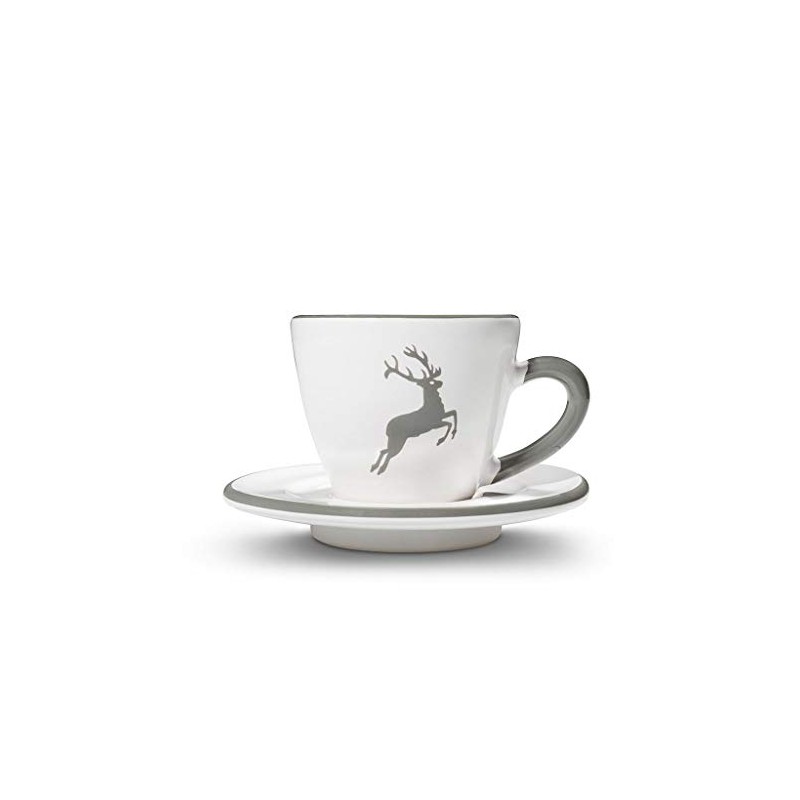 GMUNDNER KERAMIK Espresso for you Gourmet Geschirrset grauer Hirsch Geschirr,