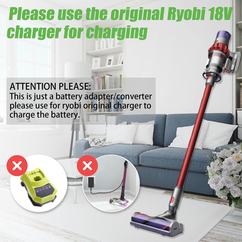 BTRUI V10 Adapter for Ryobi 18V Lithium Battery Convert to