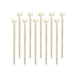 PartyLife Hors d'oeuvres Pins, Heart, Gold, Set of 10, 3.1 inches (8 cm), Stainless Steel, Pinchos, Cocktail Pins, Fruit Picks, Home Party, Tanabata, Orihimoeuvres Pin, Gold, Heart, Punch, Toothpick, Pinchos, Cocktail, Hors d'oeuvres Pin, Fruit Picks, Ap