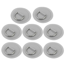 X AUTOHAUX 8pcs 8cm Gray D Ring Patch PVC Stainless Steel Round Shape D Ring Pad for Surfboard Inflatable Boat Kayak Canoe Deck