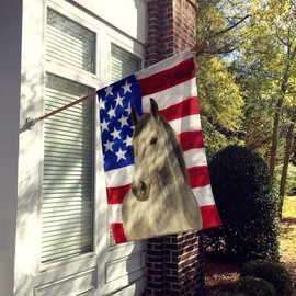 Caroline's Treasures Gray Quarter Horse American House Flag Large Porch Sleeve Pole Decorative Outside Yard Banner Artwork Wall Hanging, Polyester, House Size, Multicolor