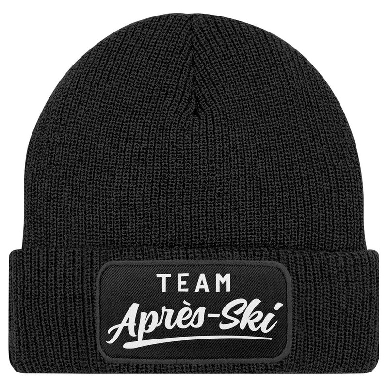 MoonWorks® Men's Beanie with Patch Knitted Hat with Saying Skiing