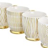 Gold 4 Piece 16.7oz Electroplated Fine Ceramic Mug Set Stripe