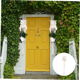 LIOOBO 1pc Cotton Owl Plant Hanger Artistic Wall Flowerpot Decoration for Home Nordic Style Hanging Basket Beige for Room Study Decor