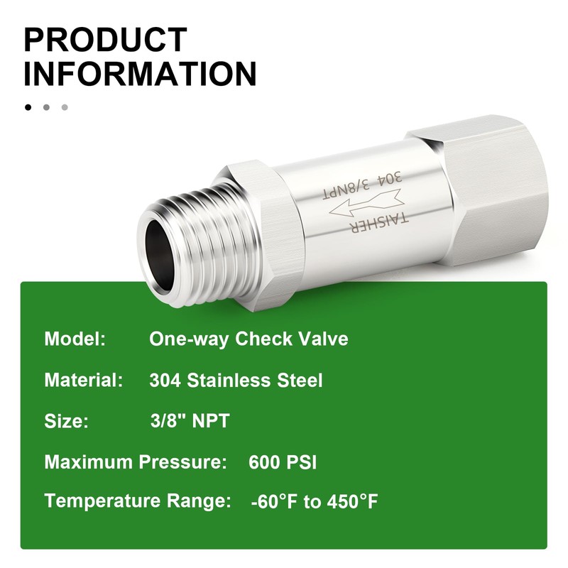 TAISHER 1PCS 304 Stainless Steel 3/8" NPT Male x 3/8"