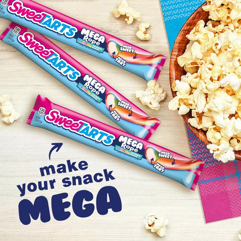 SweeTARTS MEGA Rope Candy Pack of 24 Soft Chewy Sweet