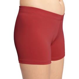 Girl's Nylon Booty Shorts Red Large