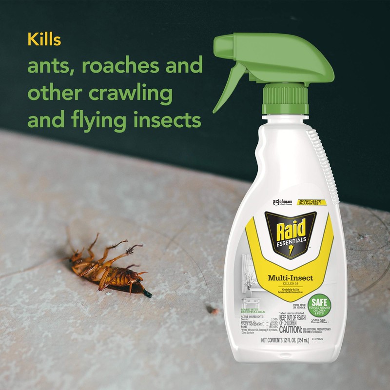 Raid Essentials Multi-Insect Killer Spray Bottle, Child & Pet Safe,
