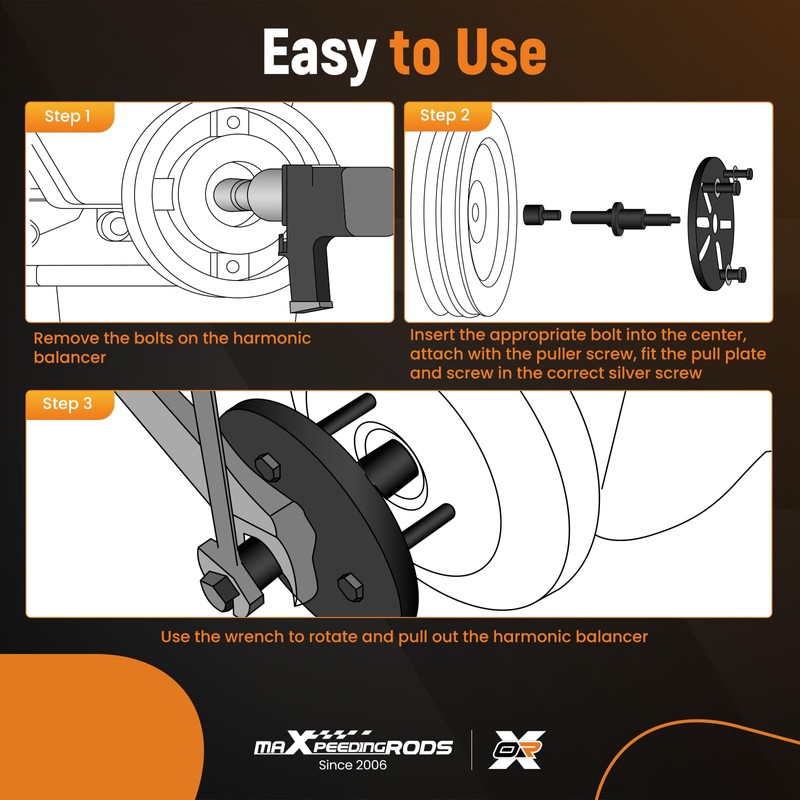 maXpeedingrods Harmonic Balancer Puller Kit, Harmonic Balancer Removal Install Tool
