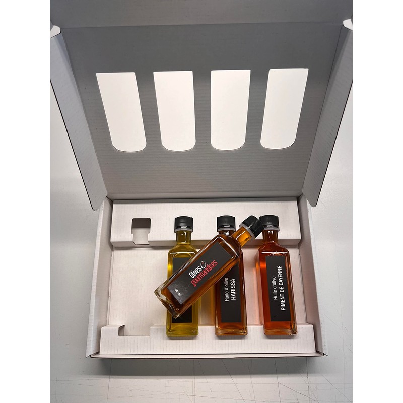 Discovery or gift box, Pizzaïolo olive oils, 4x 60ml, Olives