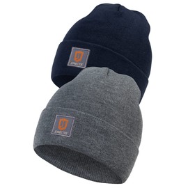 Indicode Men's Unisex Vulcano 2-Pack Winter Hat | Winter Hat Knitted Hat Beanie, Navy/Lt Grey Mix, Unit size