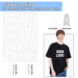 30 Sheets Iron on Letters 1200Pcs Iron on Letters for Clothing Vinyl 1.6 Inch Heat Transfer Letters A-Z PU Alphabet Stickers Heat Press for T Shirts,Jerseys,Fabric,Hats,Crafts,Ribbon (White)
