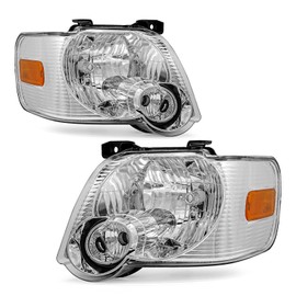 ADCARLIGHTS Headlights Compatible with 2006 2007 2008 2009 2010 Ford Explorer 2007-2010 Ford Explorer Sport Trac Chrome Housing with Amber Reflector Headlamp Driver And Passenger Side