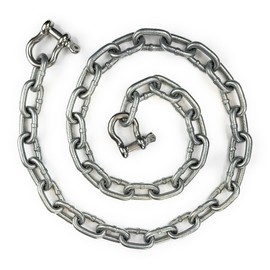 lifstar (1) 1/4" x 4ft Marine Anchor Chain with Shackles, Anti-Rust, Grade 43 Lead Chain for Boats, Fishing, Sailing Use, Grey Color (1/4" x 4ft, Grey, 1)