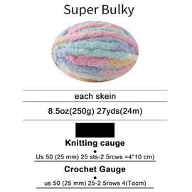 Chunky Yarn for Hand Knitting, No7 Thick Yarn, 250Grams 32Yards, Pack of 4, Perfect for Knitters and Crafters (Marshmallow)