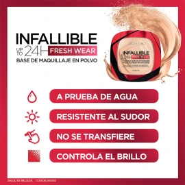 Maquillaje en Polvo de L’Oréal Infallible 24 Horas – Tono 260 Golden Sun, con Tecnología Fresh Wear