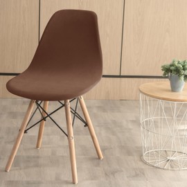 ANWUCHEN 4 Pack Stretch Velvet Shell Chair Cover Mid Modern Dining Chair Covers Washable Dining Room Chair Covers Lounge Armless Chair Cover with Elastic Bands Coffee