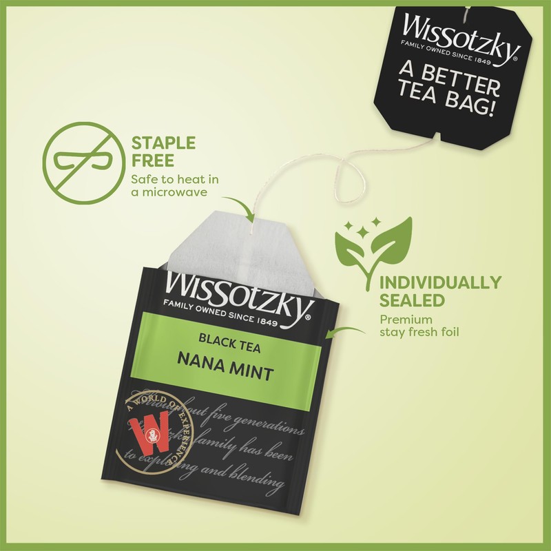Wissotzky Nana Mint Black Tea, (6 Pack - 120 Tea