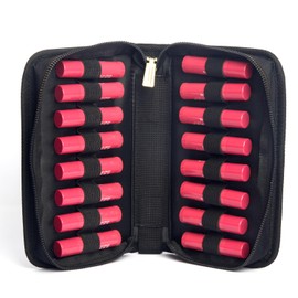 STORICANS Homeopathy Storage Bag, Small Organizer for 16 Remedy Tubes, Black with Gold Zipper, 8.27 x 5.12 inches