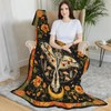 Lifeel Orange Moth Throw Blanket, Retro Boho Flower Butterfly Sun
