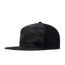 melin Trenches Icon Hydro, Performance Snapback Hat, Water-Resistant Baseball Cap for Men & Women, Black Camo, Medium-Large