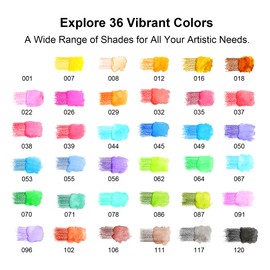 KALOUR Watercolor Pencils with Brush, 36 Colors, Blendable Wet or Dry, Ideal for Coloring Books and Art