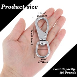 Xindojuz 2 PCS Flag Clips for Flagpole, Swivel Snap Hooks Stainless Steel Carabiner Heavy Duty Garden Flag Clips for Dog Leash, Boat Rope, Keychains, Swings (3.43 Inch, Silver)