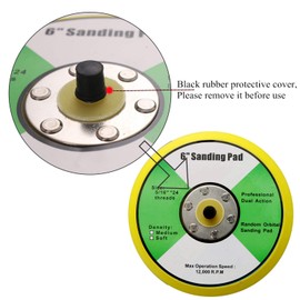 6-Inch Hook and Loop Backing Plates - DA Air Random Orbital Sander/Polisher PU Backing Pad for Sanding Finishing Polishing Buffing, 5/16”-24 Threads,1 Piece.