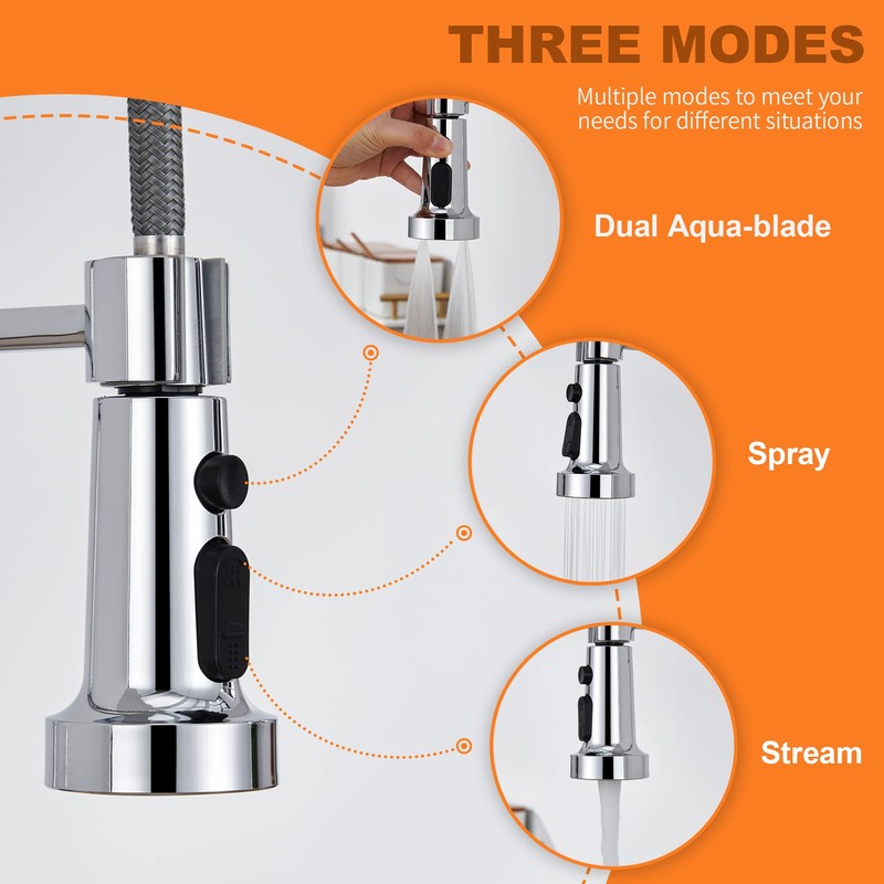 TIORIY Kitchen Faucet Head Replacement with 15 Adapters, 3 Function