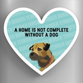 Global Designs Border Terrier Home Without A Dog Katie Pearson Artworks Heart Shaped Wooden Magnet