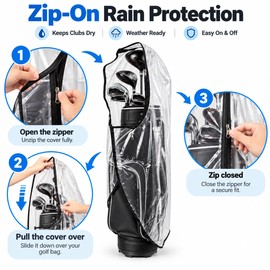 Waterproof Golf Bag Rain Cover for Club Protection – Zippered Nylon Dust Cover for Outdoor Golf & Equipment Storage