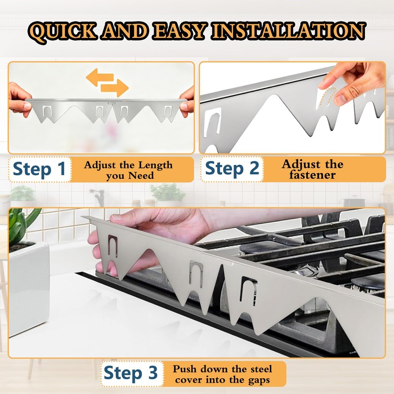 Niciksty 2 Pack Stainless Steel Stove Gap Covers, Retractable 13.8"-27.5"