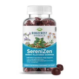 RidgeCrest Herbals SereniZen Gummies with Ashwagandha, GABA, L-Theanine, Chamomile & Lemon Balm, Supports Relaxation & Calm, Stress Management, Sleep. Daily Health Supplement, 60 Ct, 1-2 Month Supply