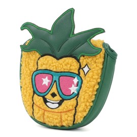 Golf Mallet Putter Cover, Pineapple Design with Sunglasses, Magnetic Closure Premium PU Leather Mallet Blade Style Golf Headcover for Men Women Golf Enthusiast