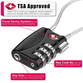 TSA candado para equipaje, combinación de cable para equipaje de viaje, gimnasio, bolsa de seguridad, juego para etiquetas de equipaje de veliz, Rojo y negro, Two_color