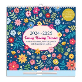Large 2024-2025 Family Planner 5 Columns Week to View Calendar with Memo Pad 17 Months Wall Planner With Shopping List and Stickers (Aug 2024 - Dec 2025)