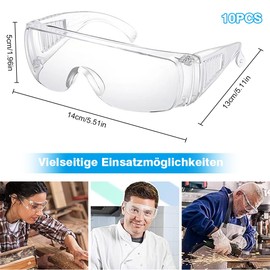SXCCNW Safety Glasses, Pack of 10 Safety Glasses, Work Safety Glasses, Transparent Eye Safety Glasses for Laboratory, Cycling, Mountaineering, Laboratory Glasses