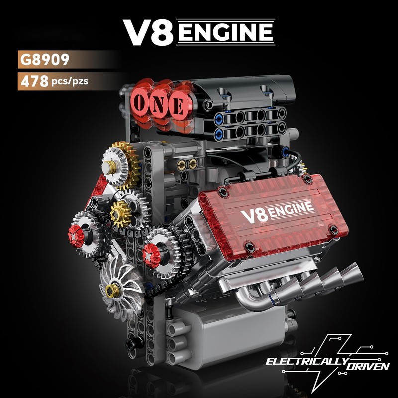 V8 Engine Model Kit That Works Micro Building Blocks Set