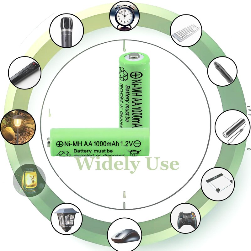 Yibatopow 4 Packs AA Ni-MH 1.2V Rechargeable Batteries,Double A 1000mah