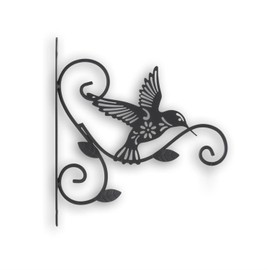 K&K Interiors Metal Cutout Humming Bird Wall Hanging Bracket, 9.5-Inch, Black
