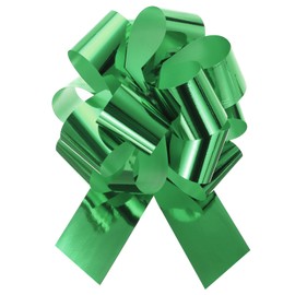 sourcing map 10pcs 6 Inch Metallic Large Big Pull Bow Gift Wrapping Bows Ribbon for Wedding Car Baskets Presents Christmas Bow, Green