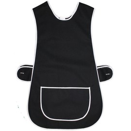 Kentex Online 2 Pack Women's Home Work Tabbard Apron Plain Coloured Single Large Pocket Side Fastening Tabards (WX, Black)