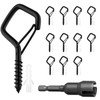 NAMIS Pack of 12 Black Screw Hooks, Screw in Hooks,
