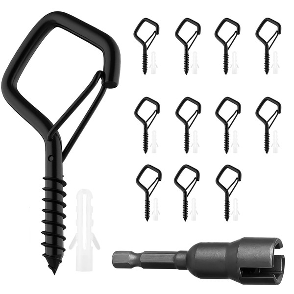 NAMIS Pack of 12 Black Screw Hooks, Screw in Hooks,