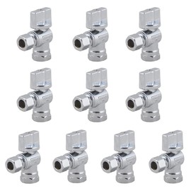 (10-Packs) Angle Stop Valve 3/8-in FIP x 3/8-in Comp, Quarter Turn Water Shut-off Ball Valve