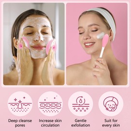 Silicone Face Scrubber, 1pcs Exfoliating Lip Brush, 1pcs Cleansing Brush,2pcs Face Mask Brush Exfoliator Blackhead Skin Care Tool