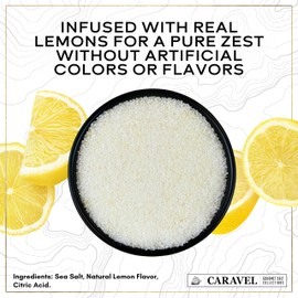 Lemon Salt for Grilling, Roasting and Cooking, Premium Finishing Salt with Vibrant & Citrusy Flavor of Fresh Lemon – 4 oz Jar by Caravel Gourmet