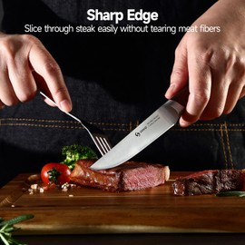 SANHUI Steak Knives Set of 6, Ultra Sharp 4.5 Inch Steak Knife Set, High Carbon Steel Kitchen Steak Knives with Ergonomic Pakka Wood Forged Handle